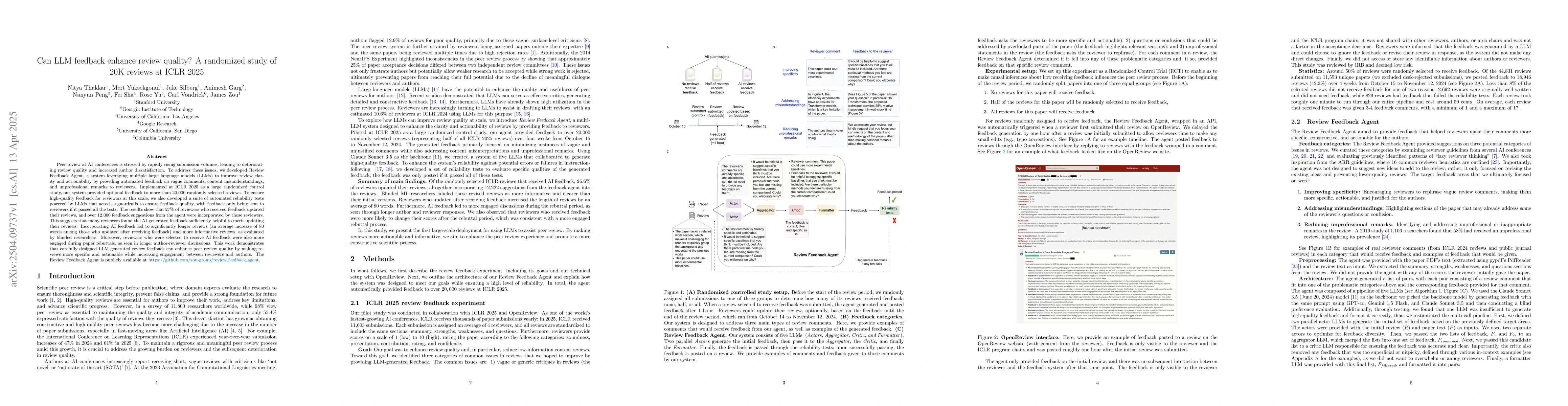 Thumbnail for Can LLM feedback enhance review quality? A randomized study of 20K
  reviews at ICLR 2025
