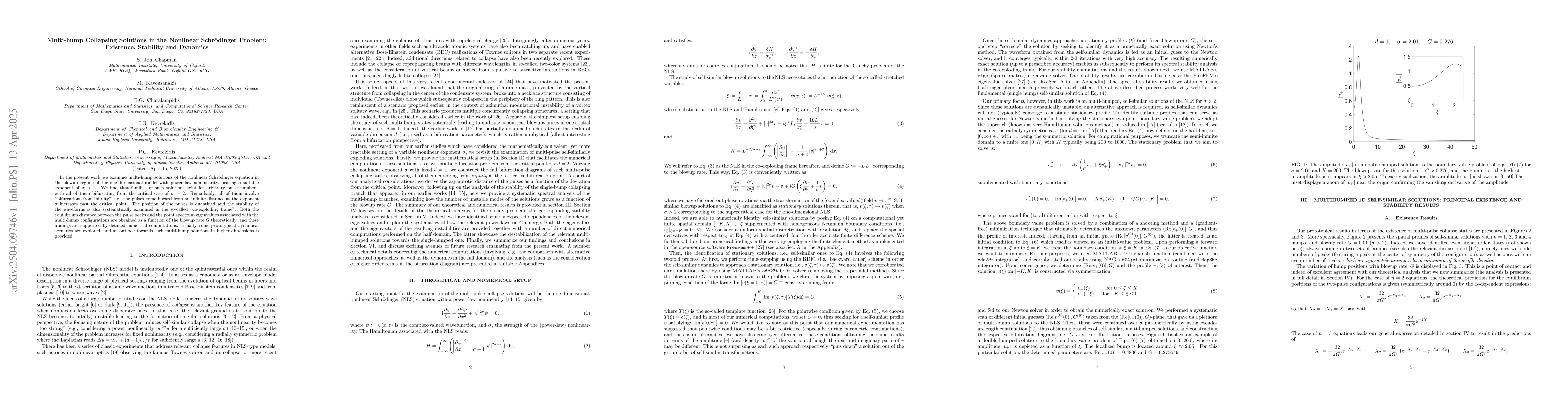 Thumbnail for Multi-hump Collapsing Solutions in the Nonlinear Schr{ö}dinger
  Problem: Existence, Stability and Dynamics