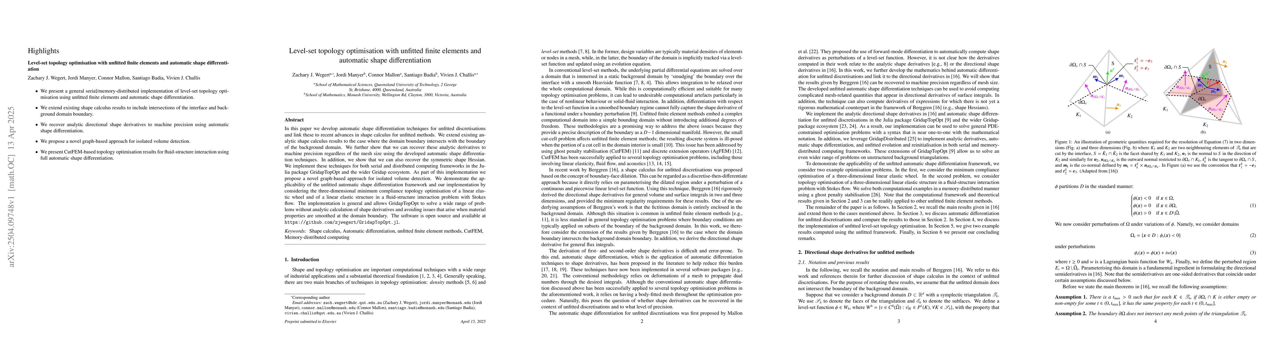 Thumbnail for Level-set topology optimisation with unfitted finite elements and
  automatic shape differentiation