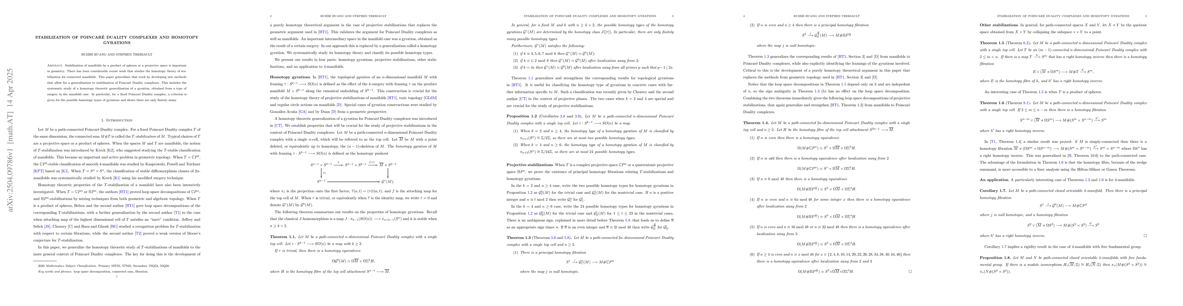 Thumbnail for Stabilization of PoincarĂŠ duality complexes and homotopy gyrations