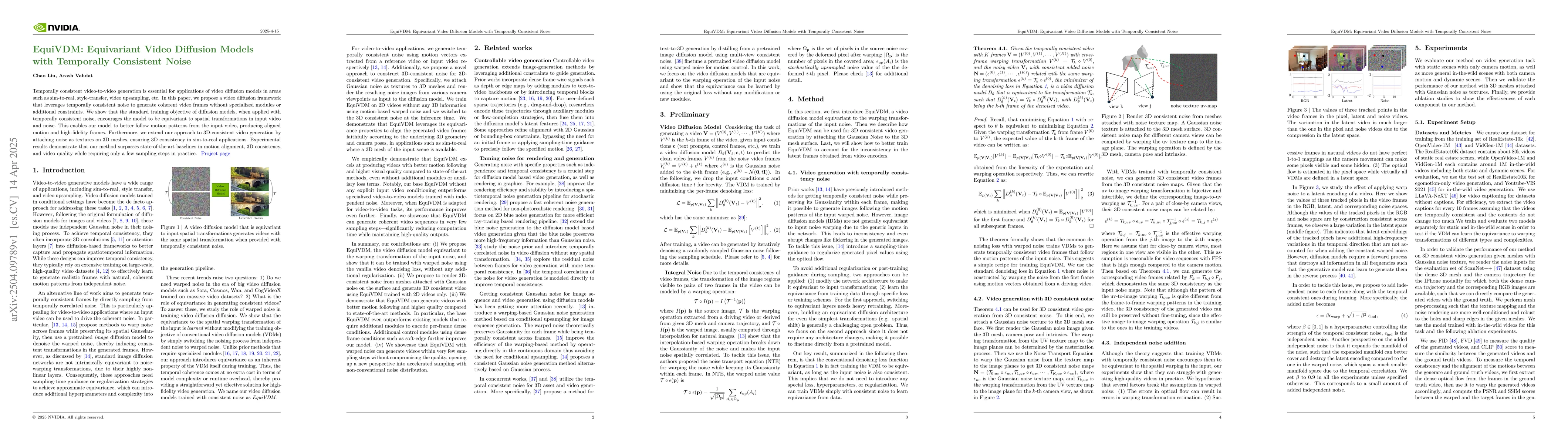 Thumbnail for EquiVDM: Equivariant Video Diffusion Models with Temporally Consistent
  Noise