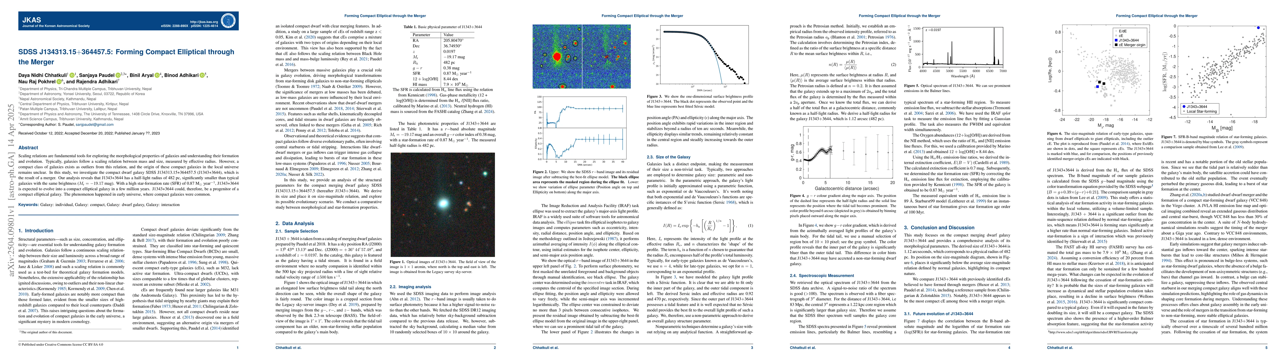 Thumbnail for SDSS J134313.15+364457.5: Forming Compact Elliptical through the Merger