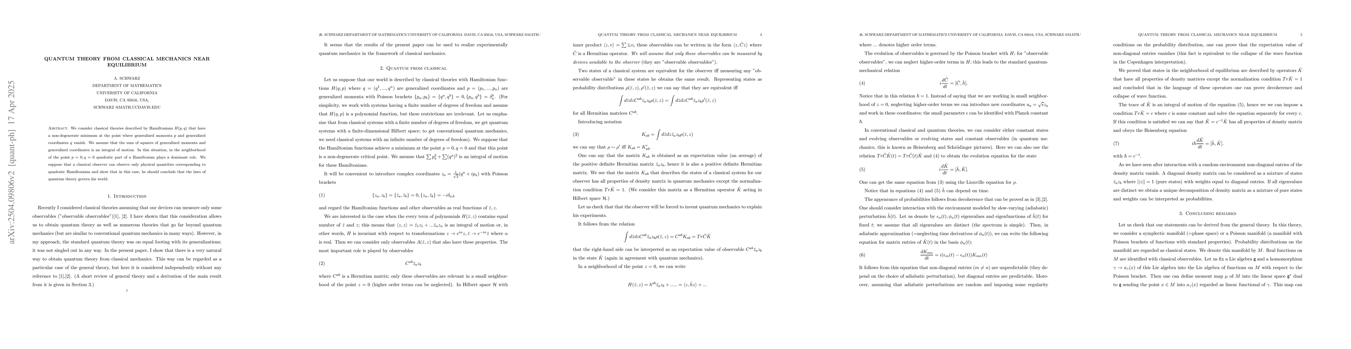 Thumbnail for Quantum theory from classical mechanics near equilibrium