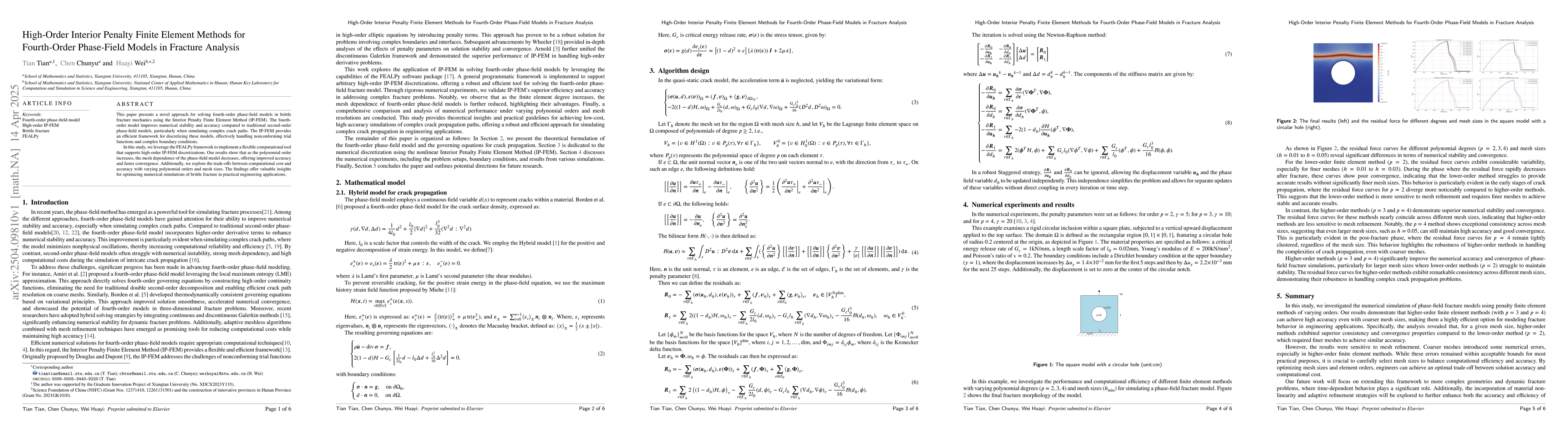 Thumbnail for High-Order Interior Penalty Finite Element Methods for Fourth-Order
  Phase-Field Models in Fracture Analysis