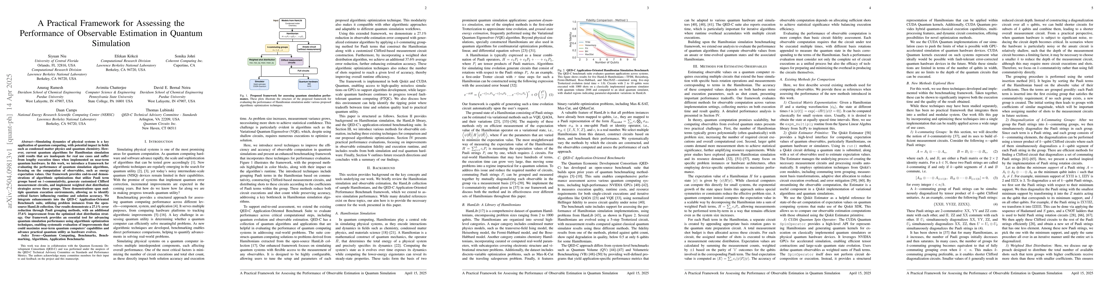 Thumbnail for A Practical Framework for Assessing the Performance of Observable
  Estimation in Quantum Simulation