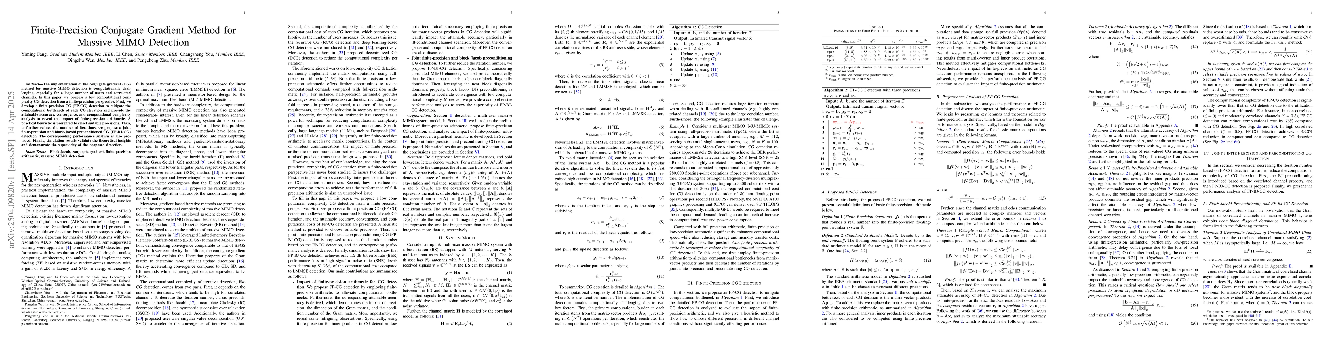 Thumbnail for Finite-Precision Conjugate Gradient Method for Massive MIMO Detection
