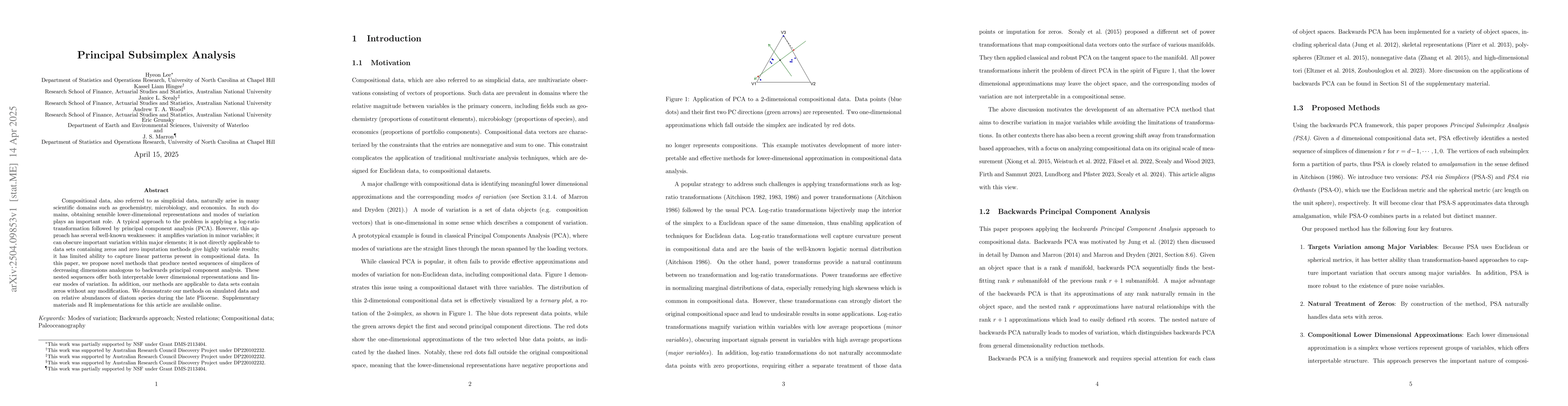Thumbnail for Principal Subsimplex Analysis