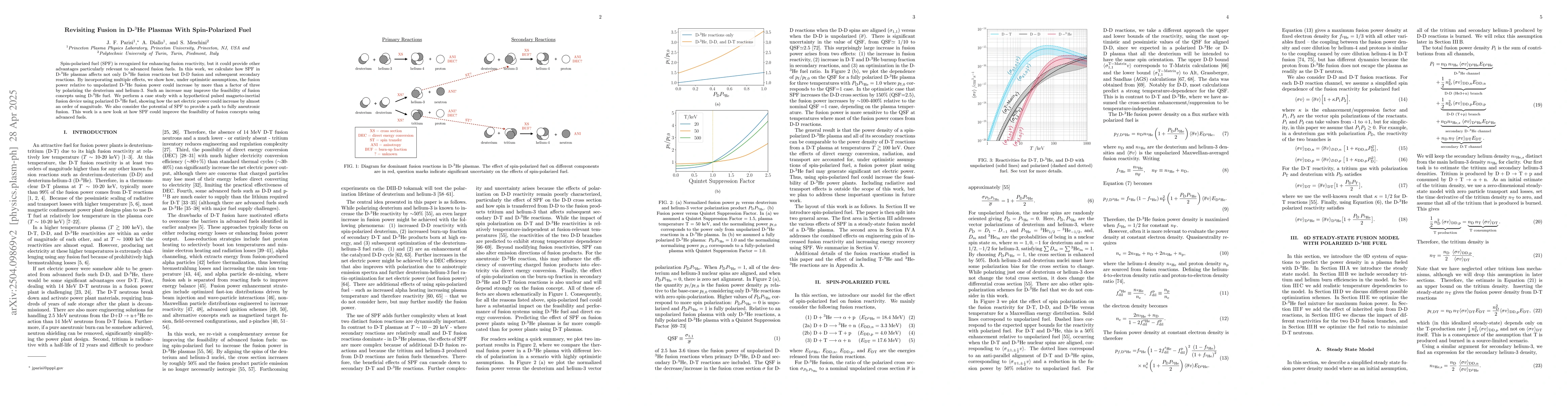 Thumbnail for Revisiting Fusion in D-${}^{3}$He Plasmas With Spin-Polarized Fuel