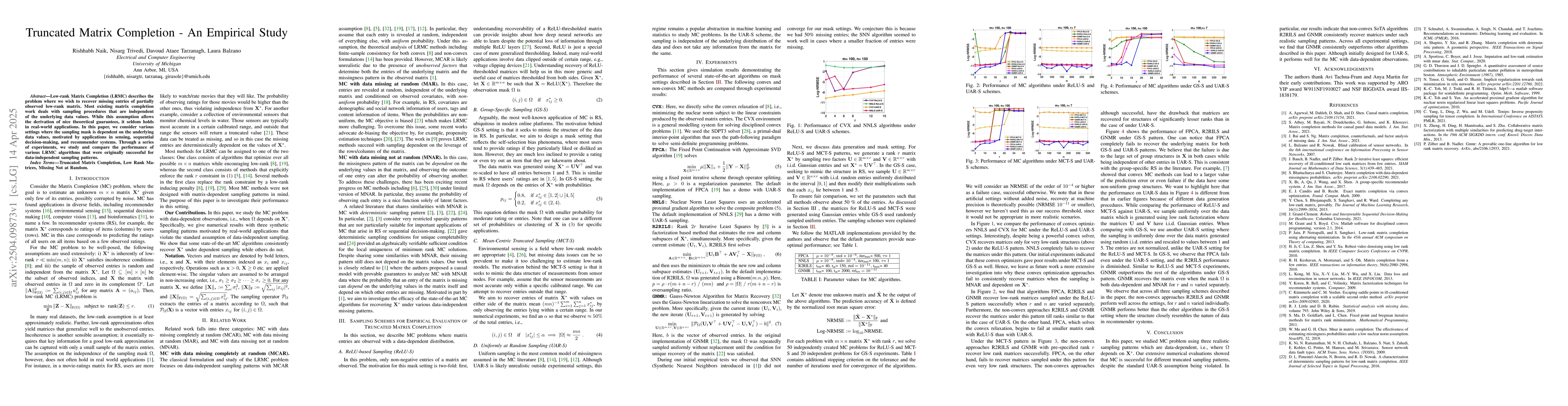 Thumbnail for Truncated Matrix Completion - An Empirical Study
