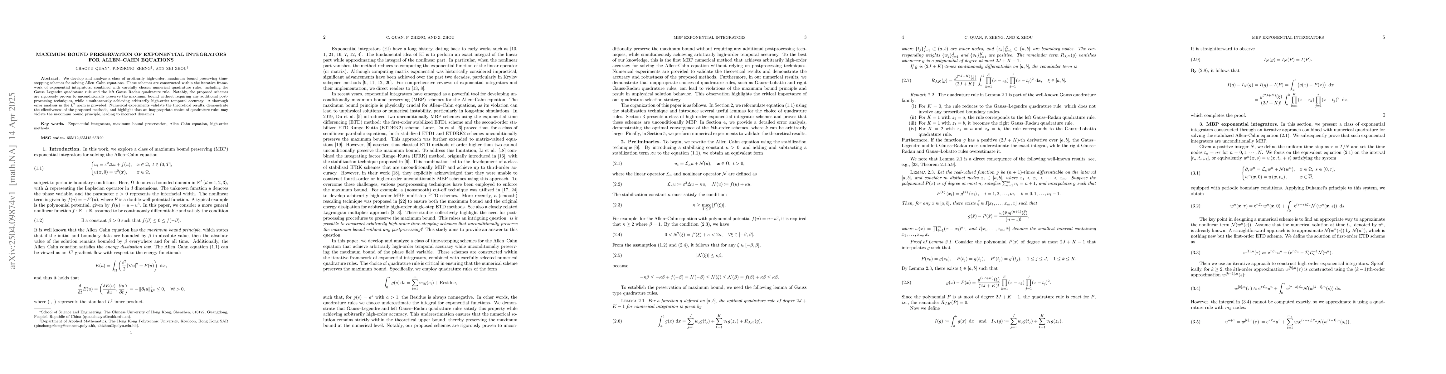 Thumbnail for Maximum bound preservation of exponential integrators for Allen-Cahn
  equations