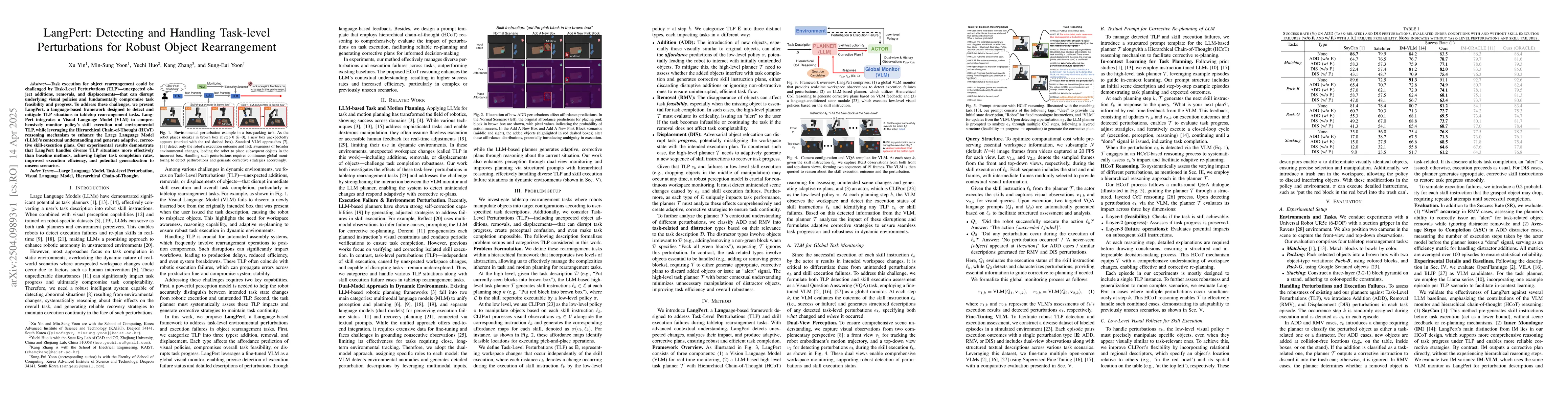 Thumbnail for LangPert: Detecting and Handling Task-level Perturbations for Robust
  Object Rearrangement
