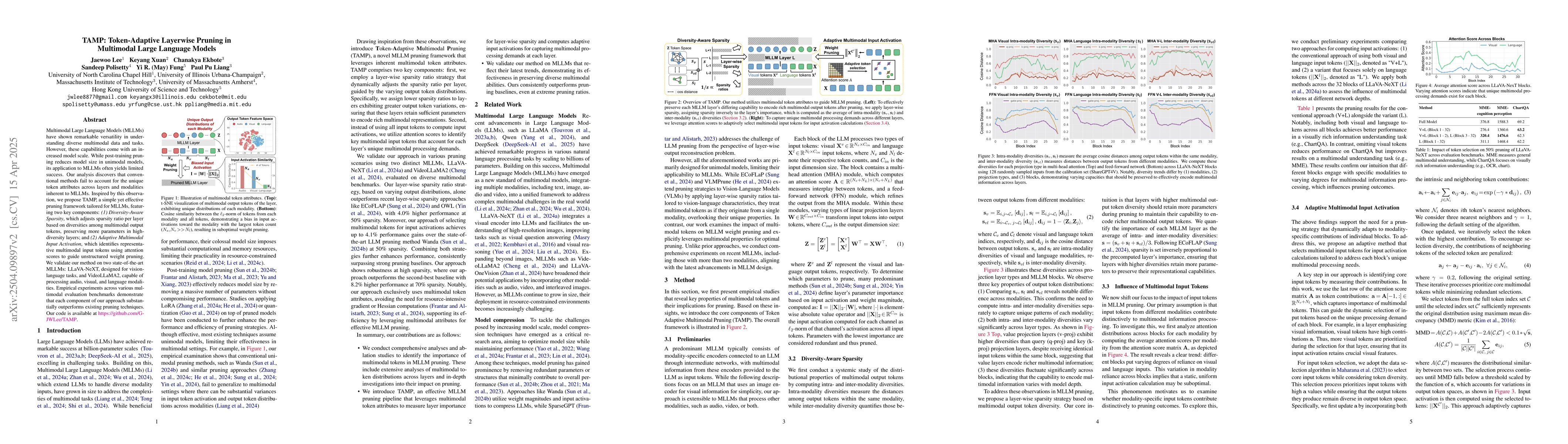 Thumbnail for TAMP: Token-Adaptive Layerwise Pruning in Multimodal Large Language
  Models
