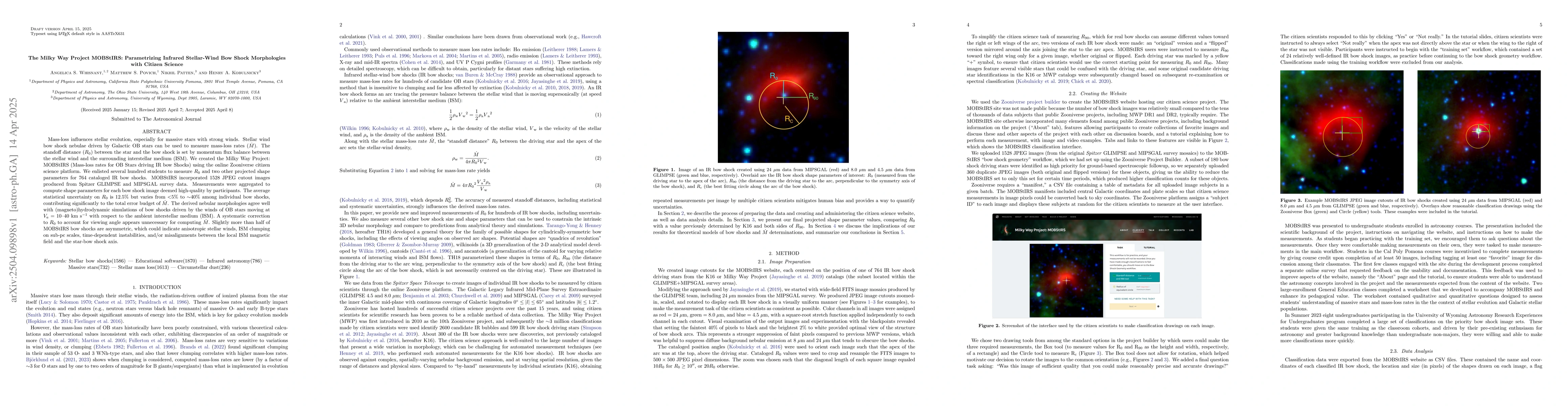 Thumbnail for The Milky Way Project MOBStIRS: Parametrizing Infrared Stellar-Wind Bow
  Shock Morphologies with Citizen Science