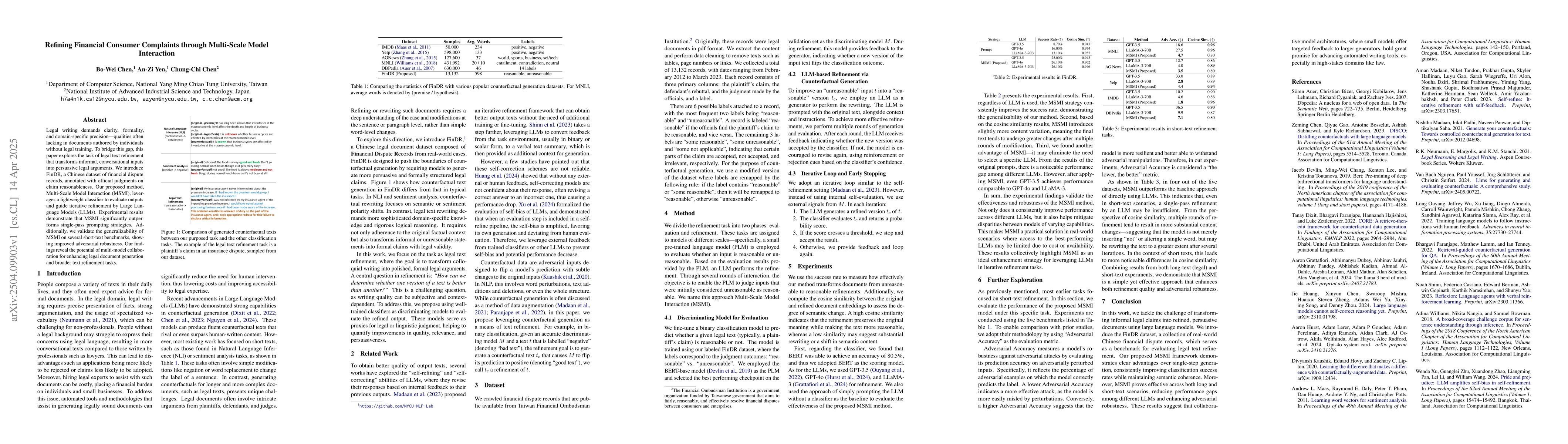 Thumbnail for Refining Financial Consumer Complaints through Multi-Scale Model
  Interaction
