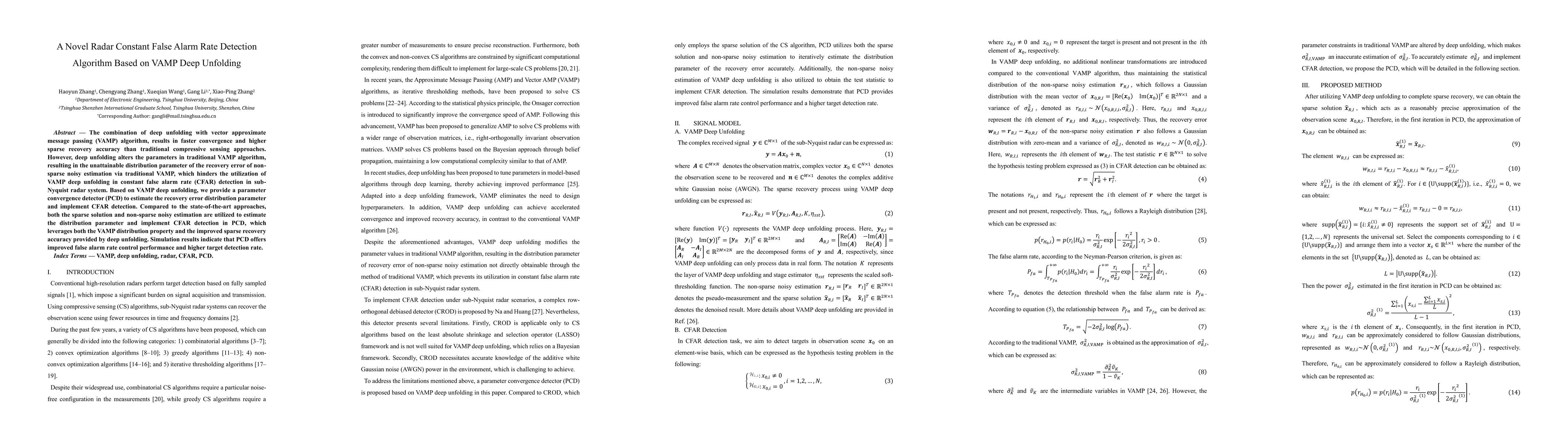 Thumbnail for A Novel Radar Constant False Alarm Rate Detection Algorithm Based on
  VAMP Deep Unfolding