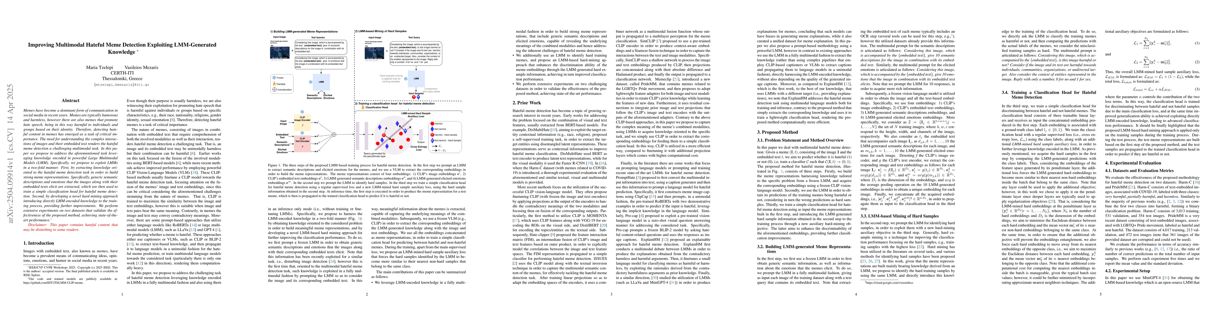 Thumbnail for Improving Multimodal Hateful Meme Detection Exploiting LMM-Generated
  Knowledge