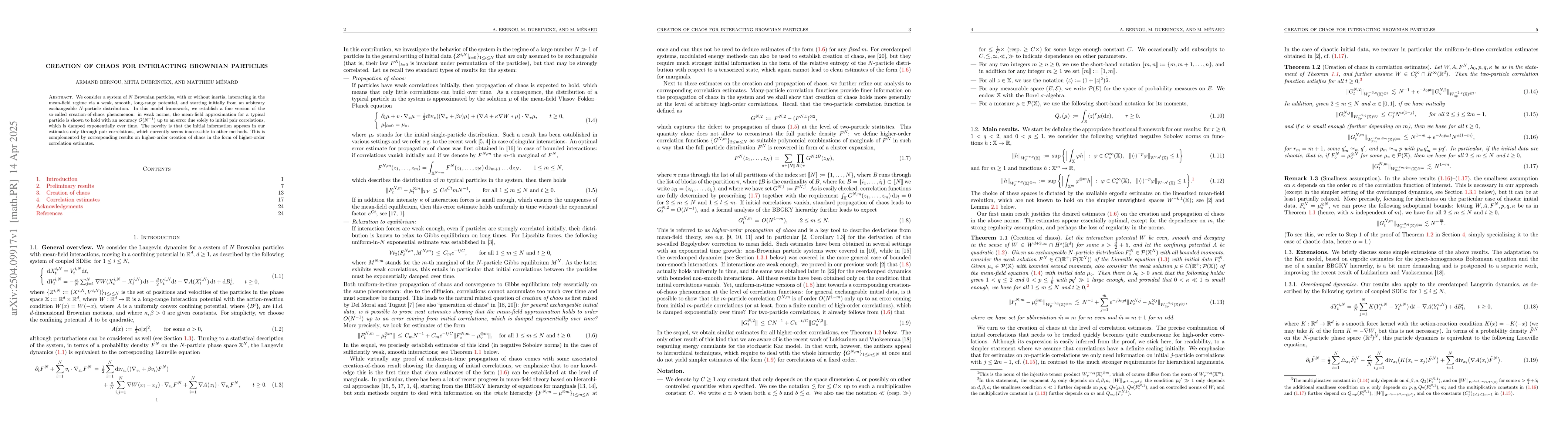 Thumbnail for Creation of chaos for interacting Brownian particles