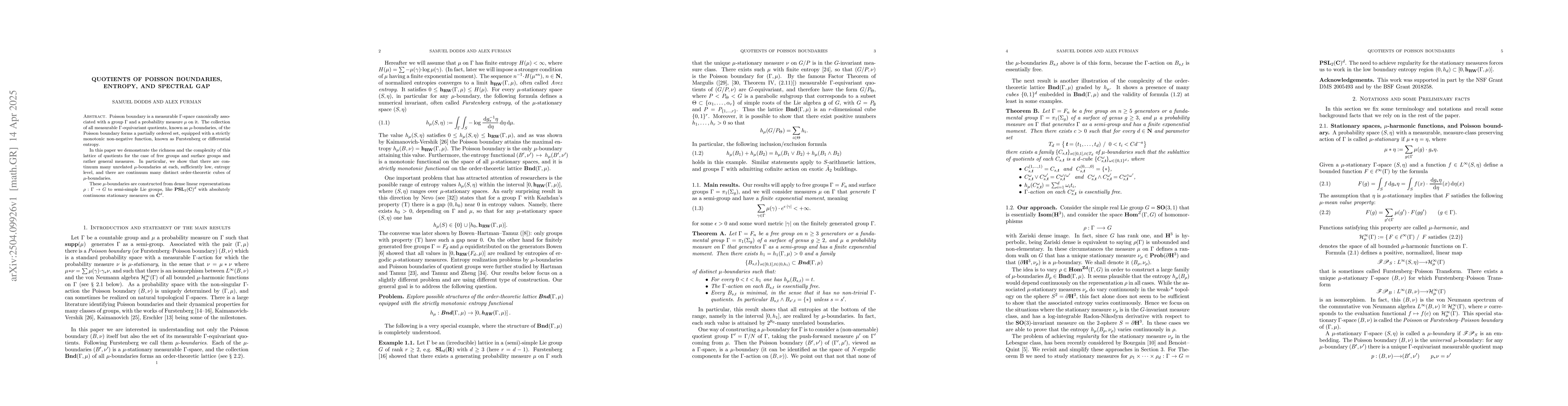 Thumbnail for Quotients of Poisson boundaries, entropy, and spectral gap