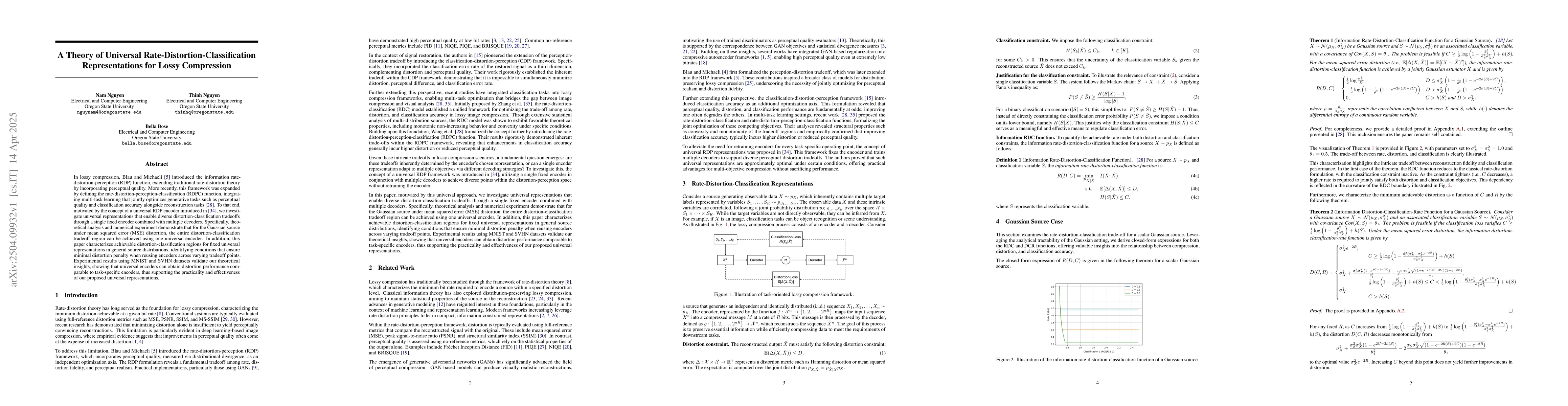 Thumbnail for A Theory of Universal Rate-Distortion-Classification Representations for
  Lossy Compression
