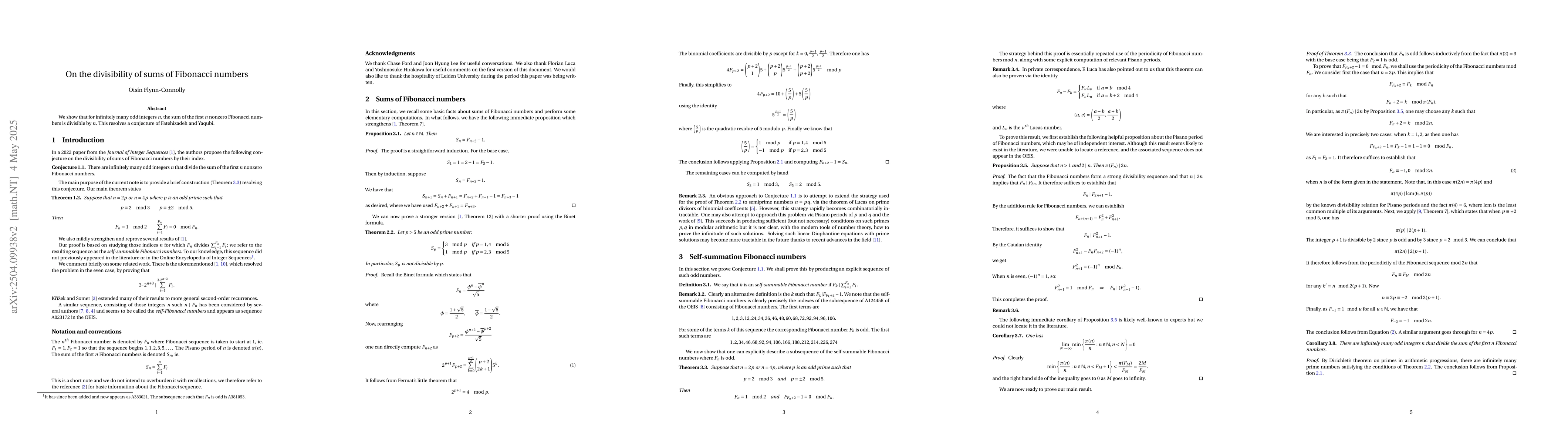 Thumbnail for On the divisibility of sums of Fibonacci numbers
