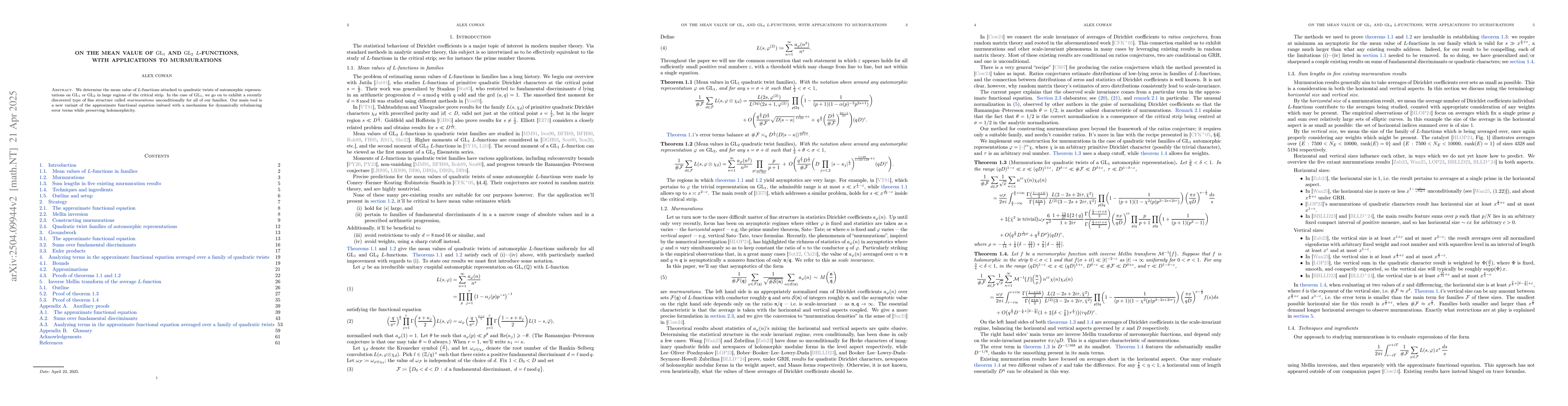 Thumbnail for On the mean value of $\mathrm{GL}_1$ and $\mathrm{GL}_2$ $L$-functions,
  with applications to murmurations