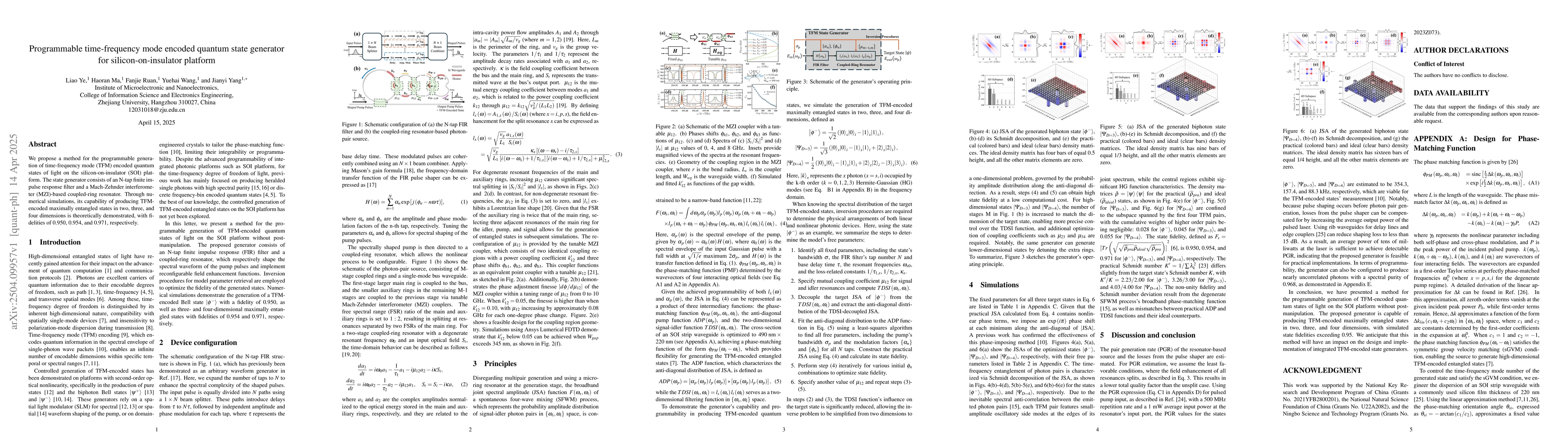 Thumbnail for Programmable time-frequency mode encoded quantum state generator for
  silicon-on-insulator platform