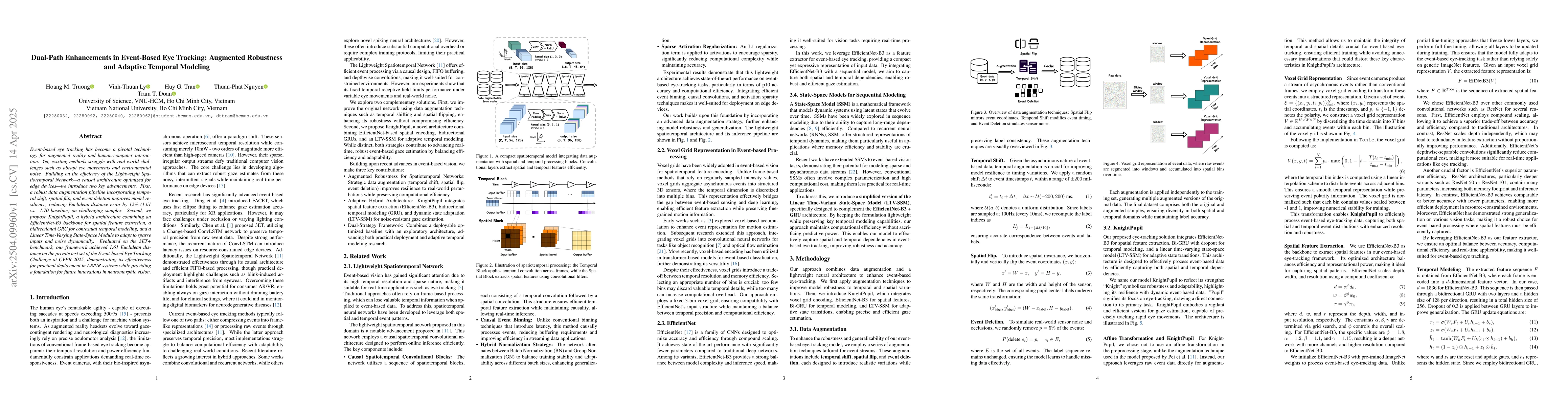 Thumbnail for Dual-Path Enhancements in Event-Based Eye Tracking: Augmented Robustness
  and Adaptive Temporal Modeling