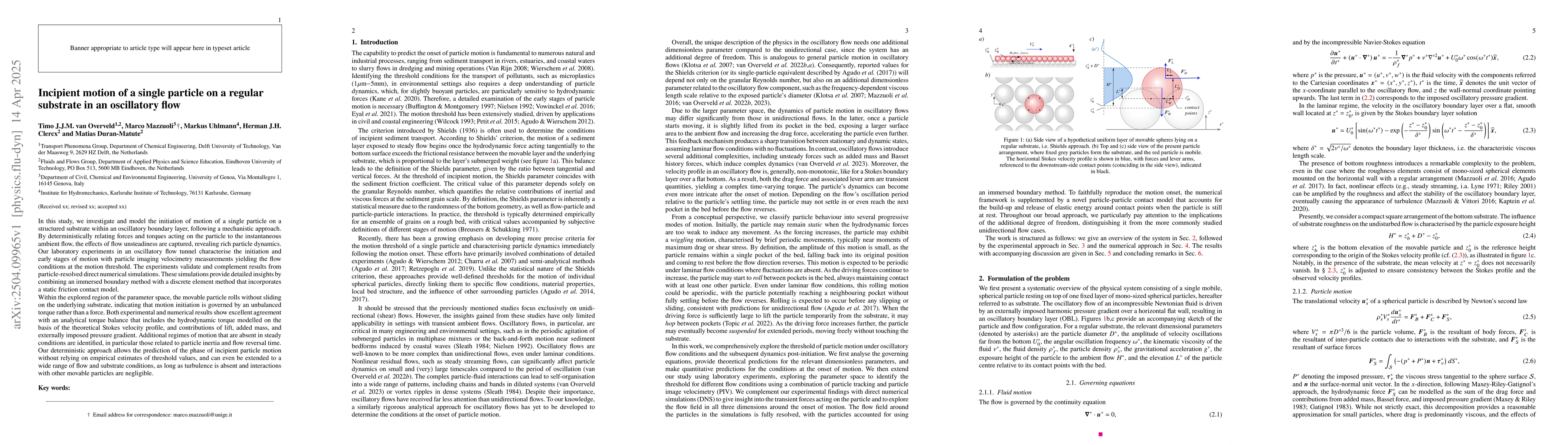 Thumbnail for Incipient motion of a single particle on a regular substrate in an
  oscillatory flow