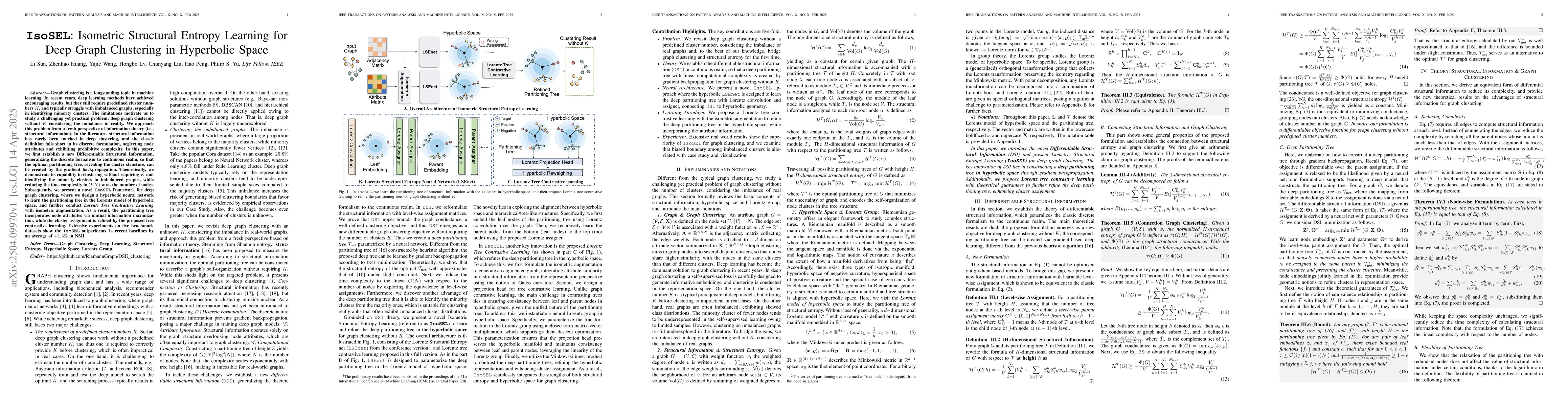 Thumbnail for IsoSEL: Isometric Structural Entropy Learning for Deep Graph Clustering
  in Hyperbolic Space