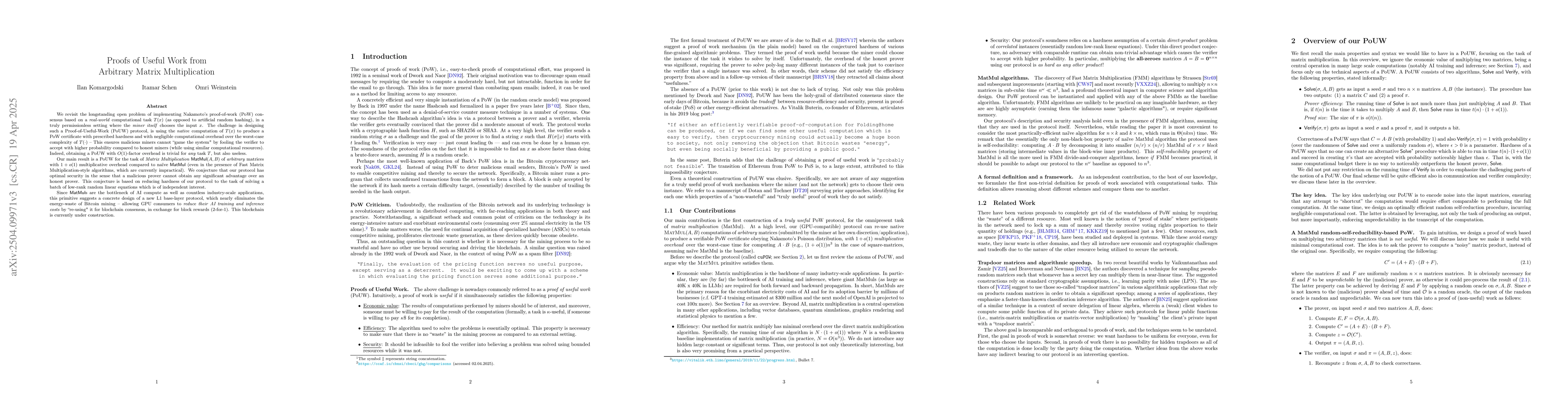 Thumbnail for Proofs of Useful Work from Arbitrary Matrix Multiplication