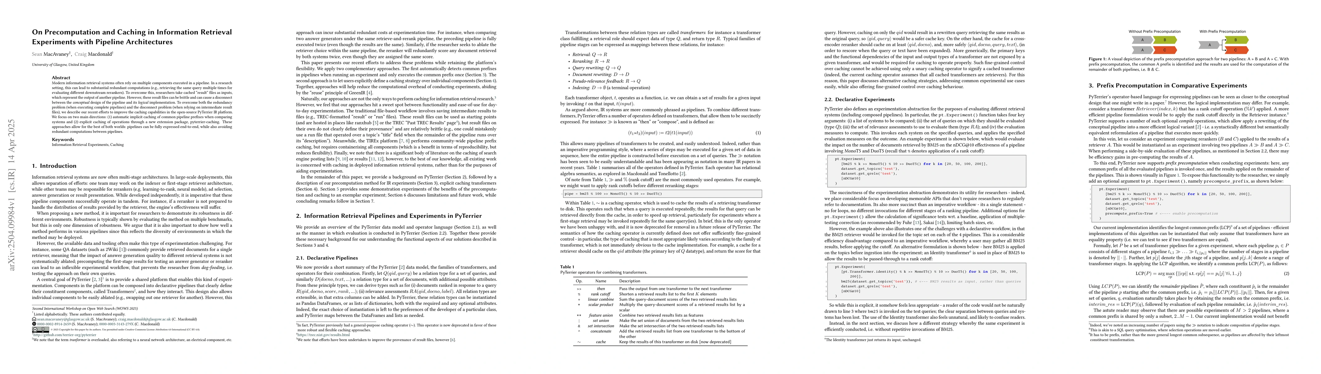 Thumbnail for On Precomputation and Caching in Information Retrieval Experiments with
  Pipeline Architectures
