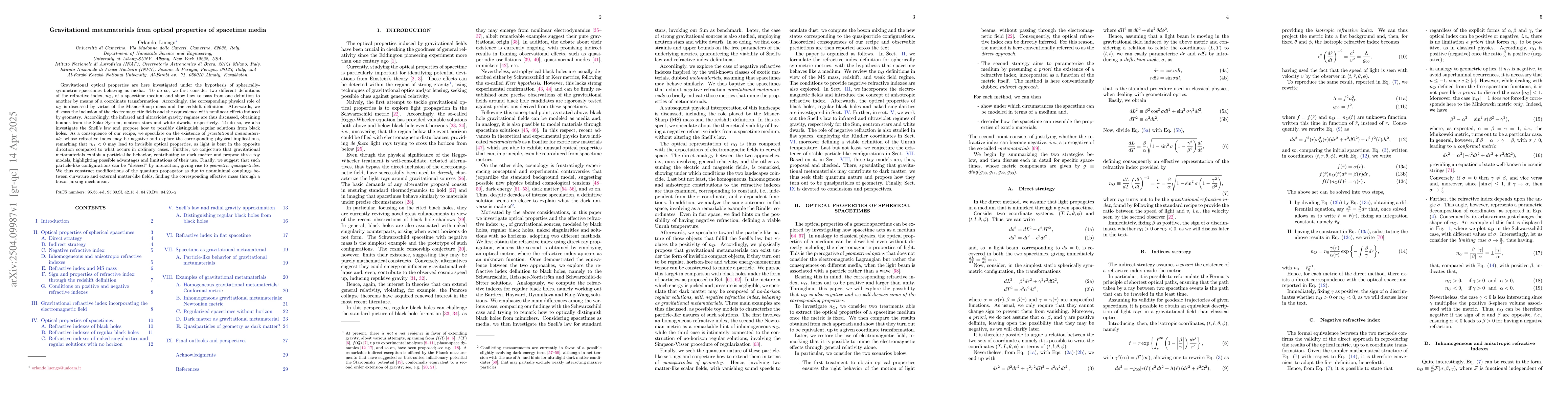 Thumbnail for Gravitational metamaterials from optical properties of spacetime media