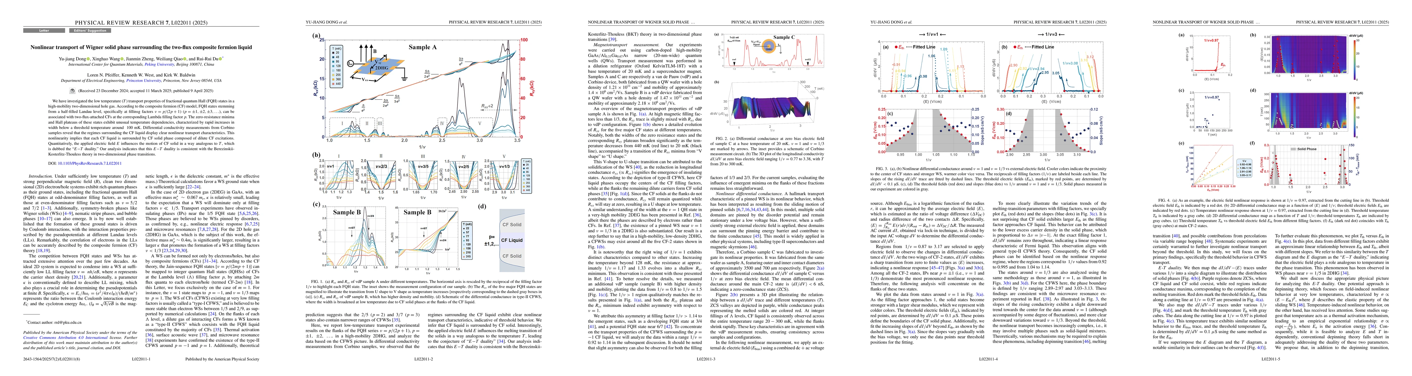 Thumbnail for Nonlinear transport of Wigner solid phase surrounding the two-flux
  composite fermion liquid