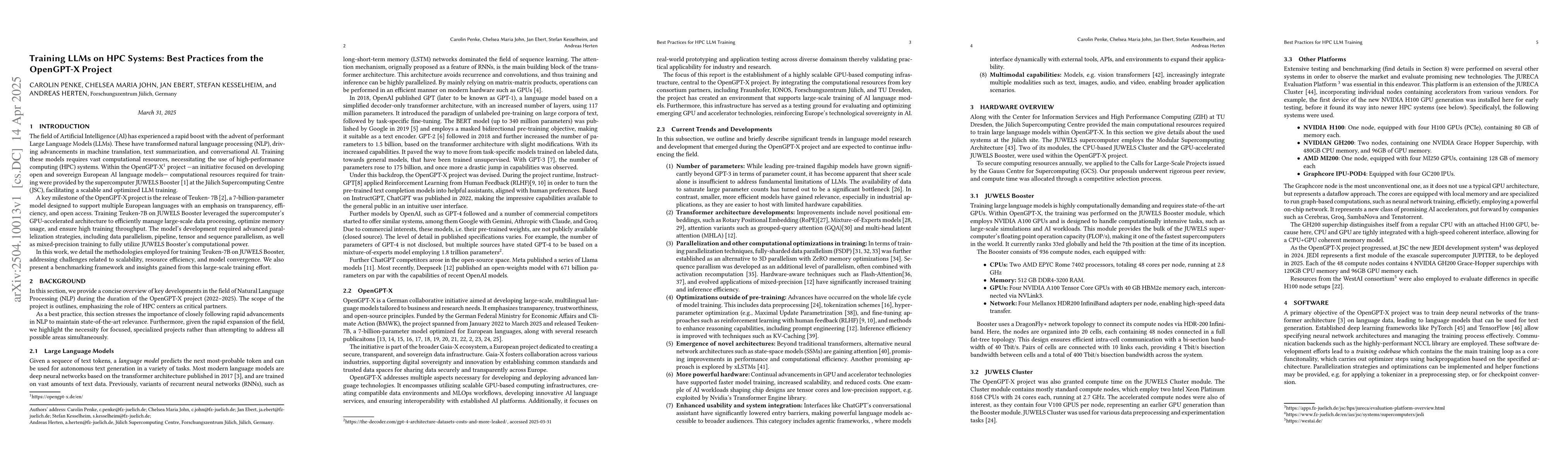 Thumbnail for Training LLMs on HPC Systems: Best Practices from the OpenGPT-X Project