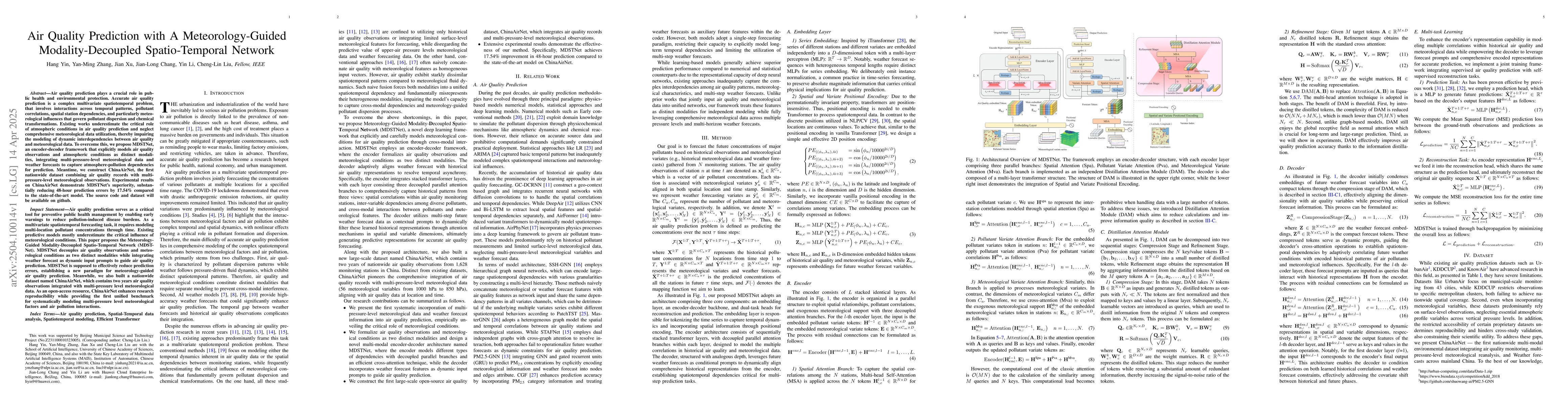 Thumbnail for Air Quality Prediction with A Meteorology-Guided Modality-Decoupled
  Spatio-Temporal Network