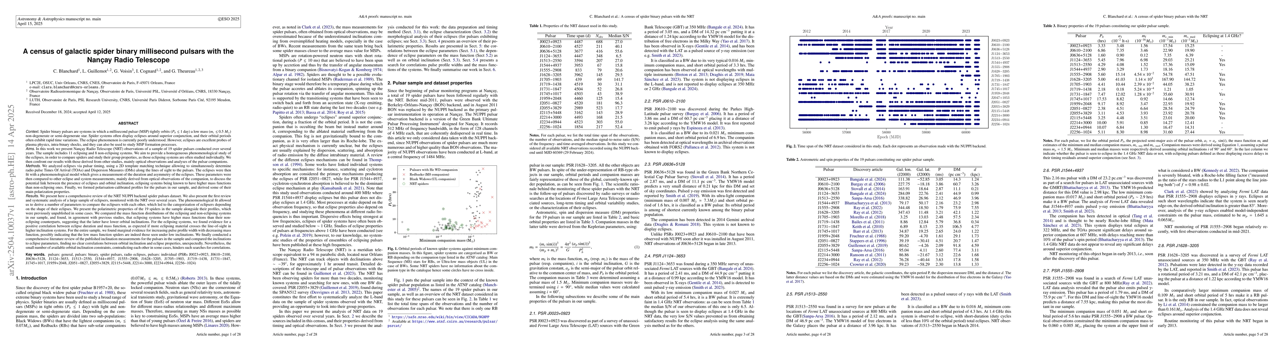 Thumbnail for A census of galactic spider binary millisecond pulsars with the
  Nançay Radio Telescope