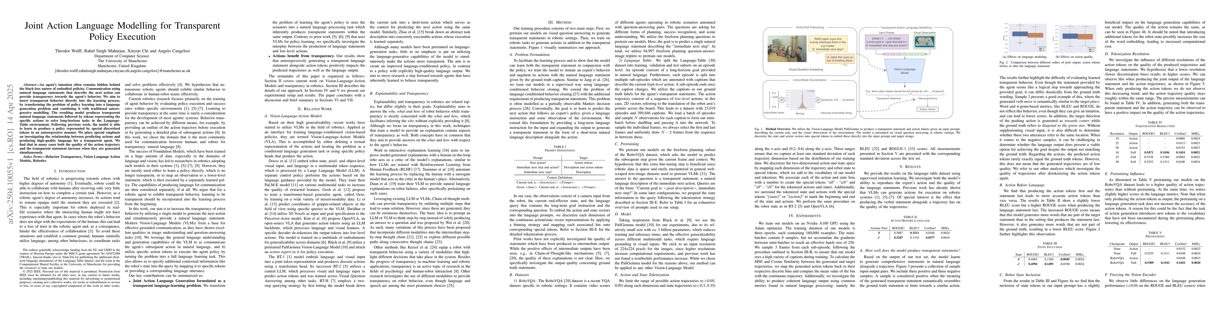 Thumbnail for Joint Action Language Modelling for Transparent Policy Execution
