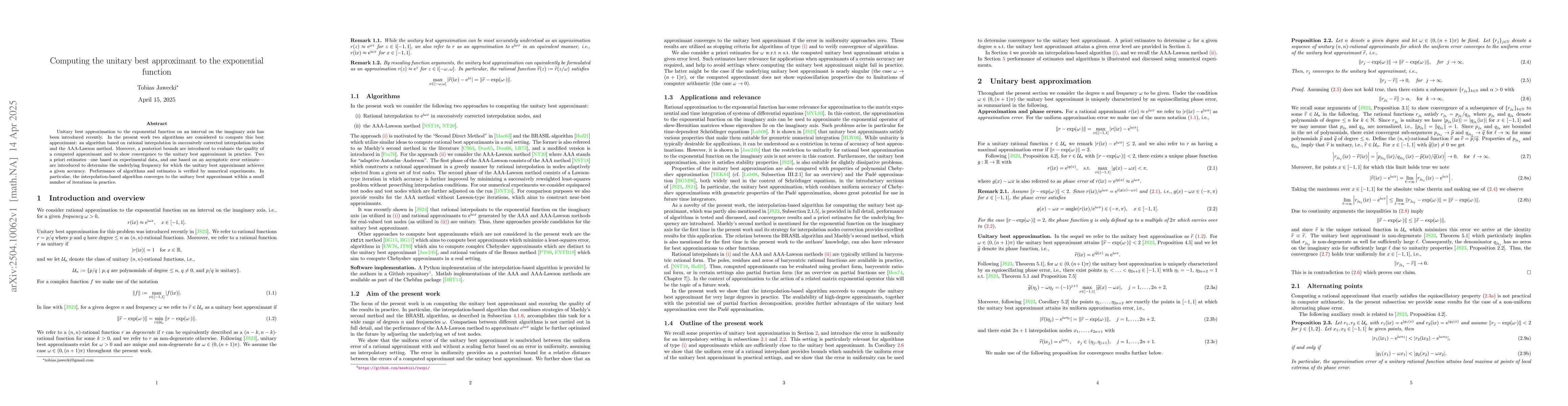 Thumbnail for Computing the unitary best approximant to the exponential function