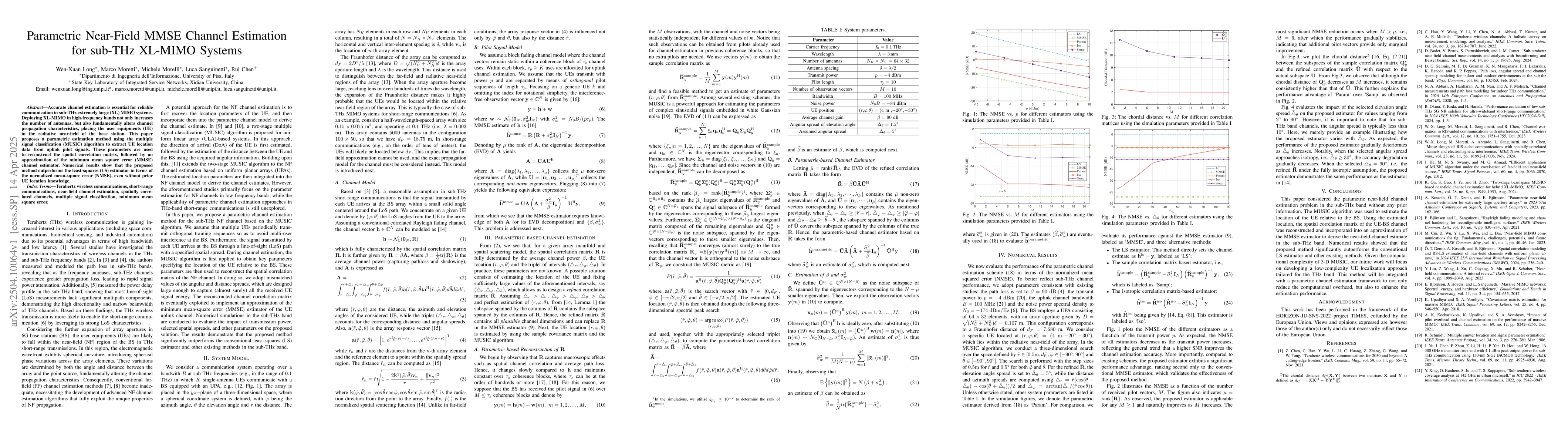 Thumbnail for Parametric Near-Field MMSE Channel Estimation for sub-THz XL-MIMO
  Systems