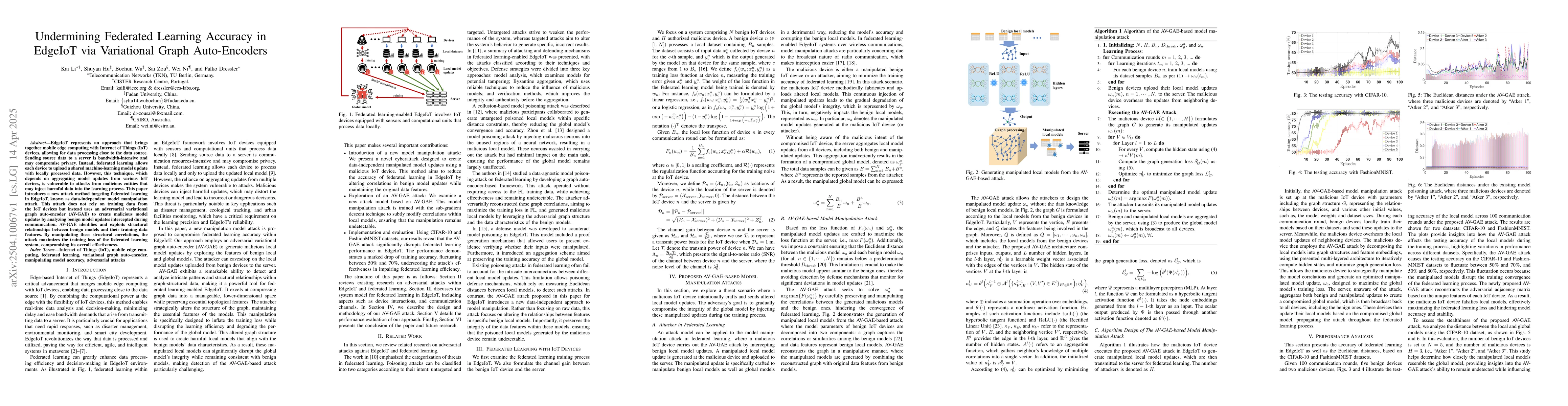 Thumbnail for Undermining Federated Learning Accuracy in EdgeIoT via Variational Graph
  Auto-Encoders