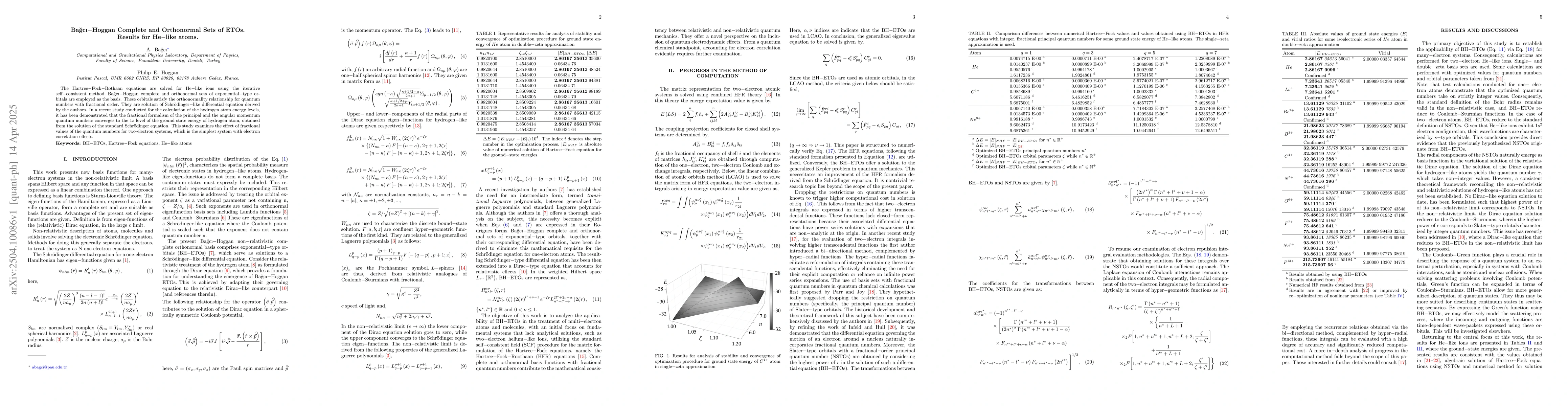 Thumbnail for Bagci-Hoggan Complete and Orthonormal Sets of ETOs. Results for He-like
  atoms