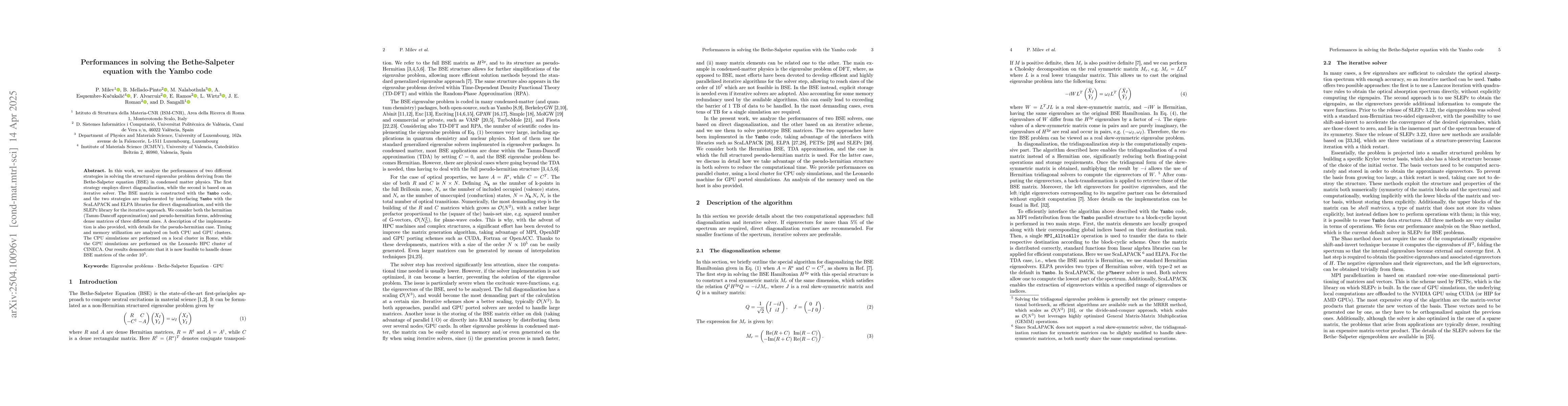 Thumbnail for Performances in solving the Bethe-Salpeter equation with the Yambo code