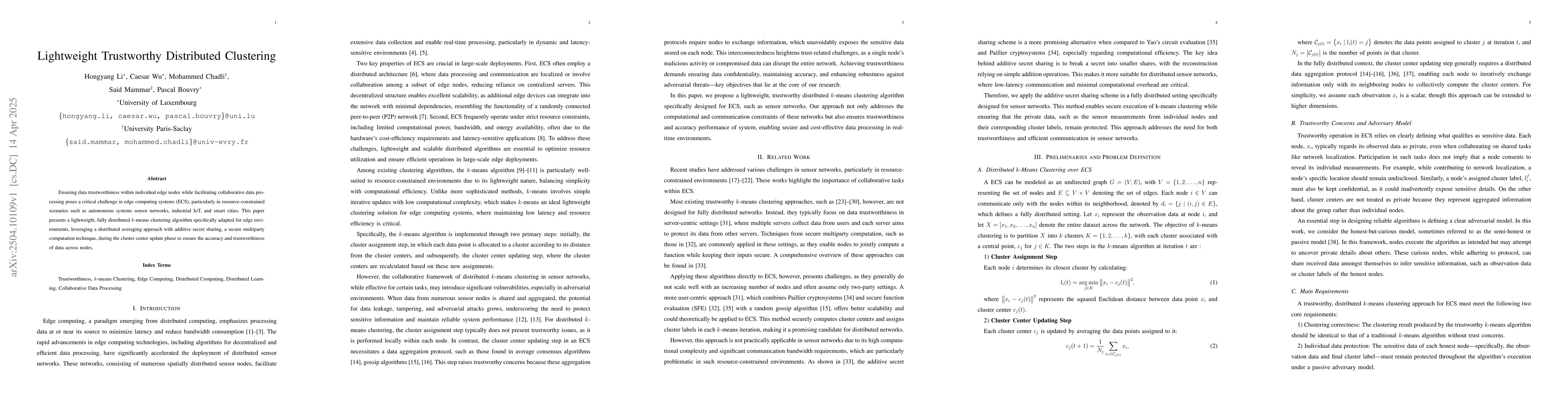 Thumbnail for Lightweight Trustworthy Distributed Clustering