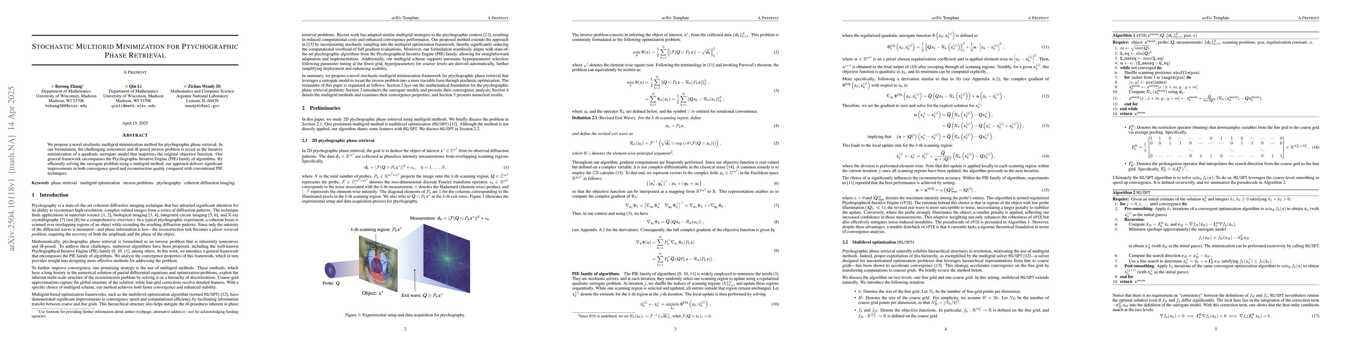 Thumbnail for Stochastic Multigrid Minimization for Ptychographic Phase Retrieval