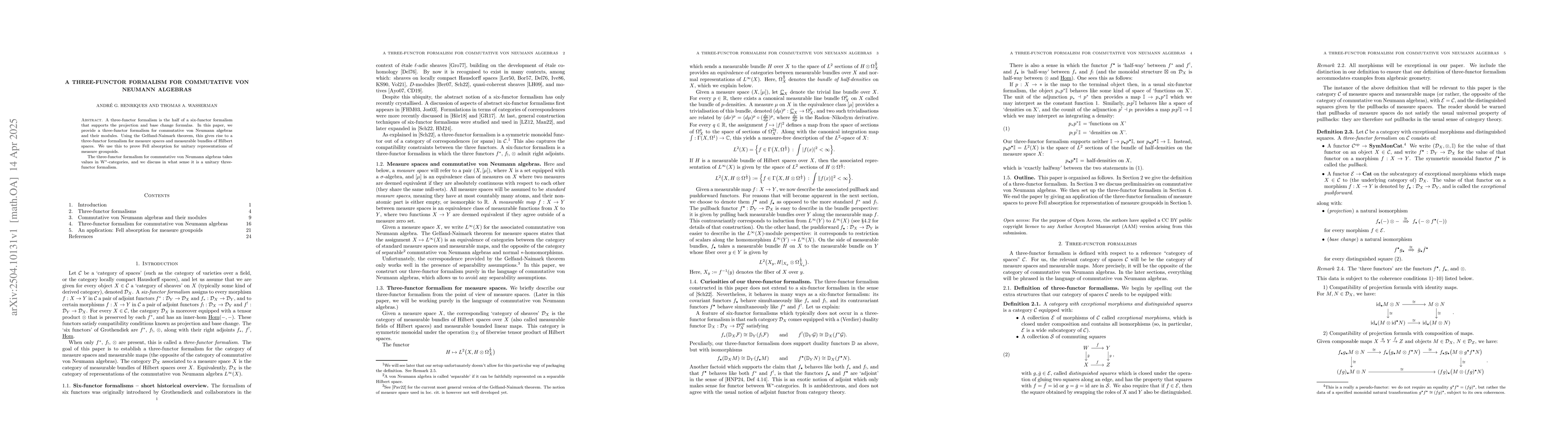 Thumbnail for A three-functor formalism for commutative von Neumann algebras