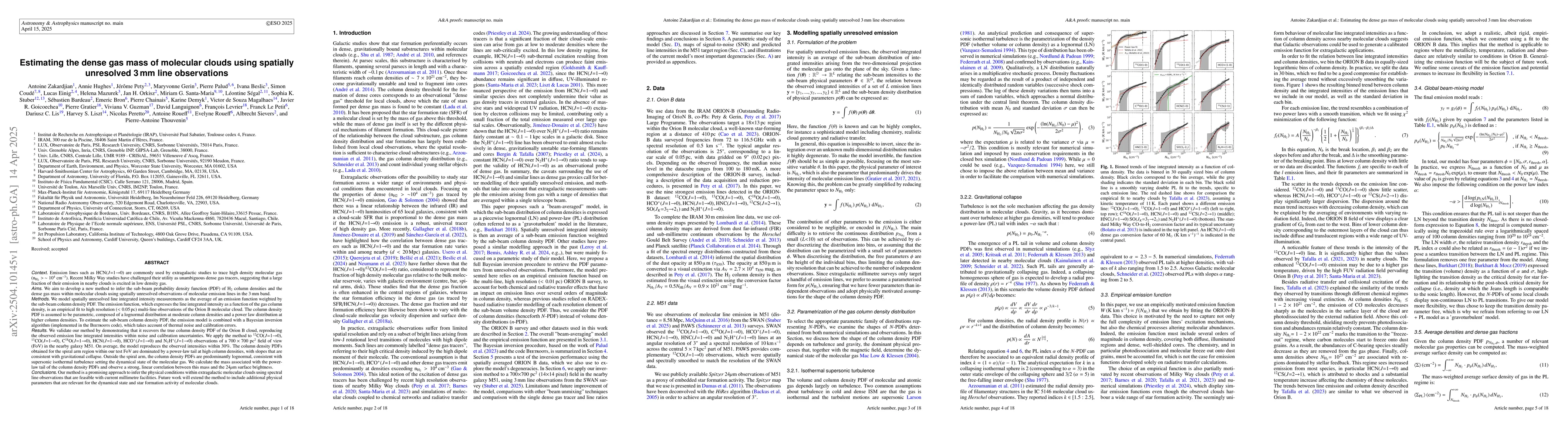Thumbnail for Estimating the dense gas mass of molecular clouds using spatially
  unresolved 3 mm line observations
