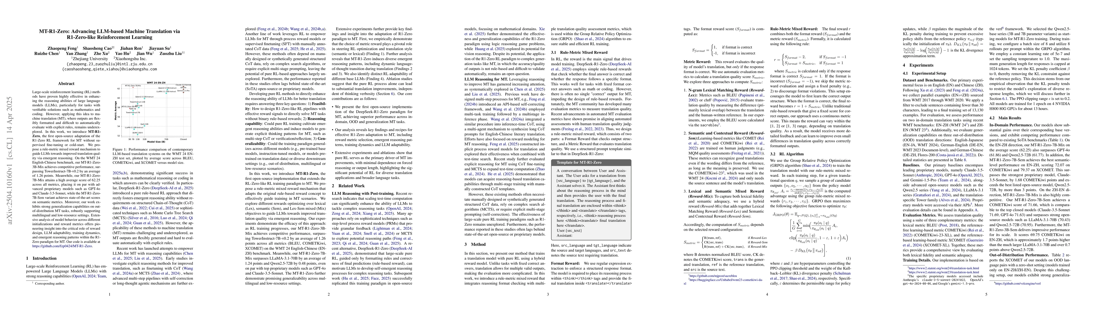 Thumbnail for MT-R1-Zero: Advancing LLM-based Machine Translation via R1-Zero-like
  Reinforcement Learning