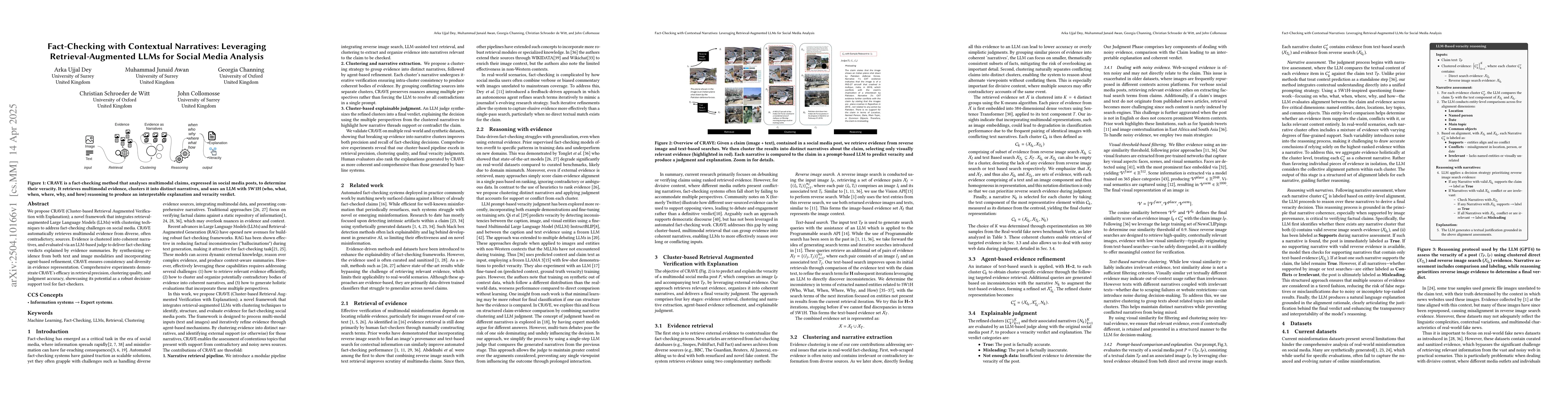 Thumbnail for Fact-Checking with Contextual Narratives: Leveraging Retrieval-Augmented
  LLMs for Social Media Analysis