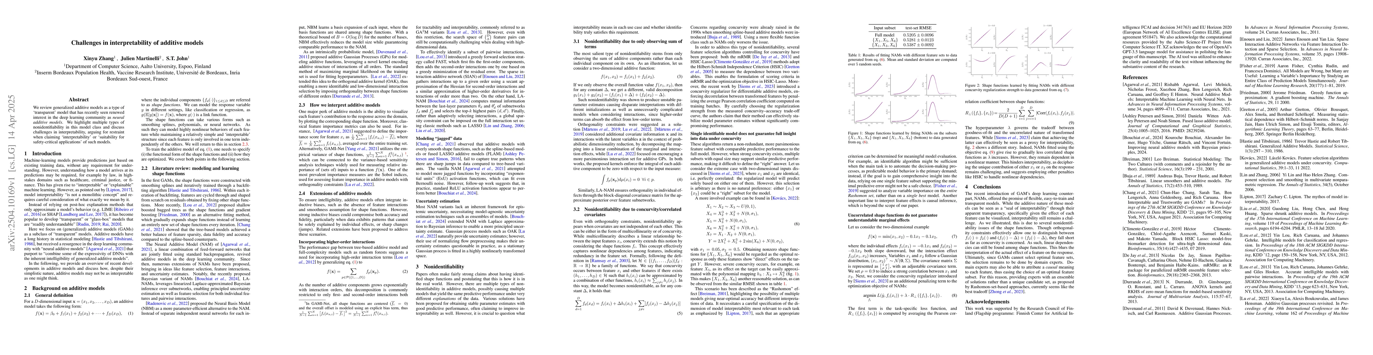 Thumbnail for Challenges in interpretability of additive models