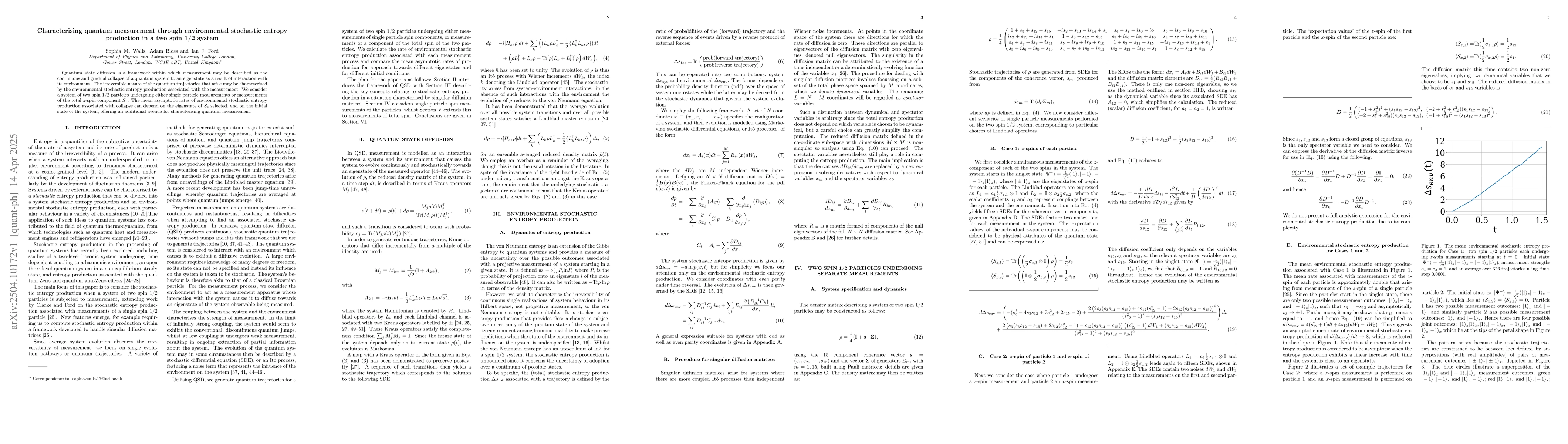 Thumbnail for Characterising quantum measurement through environmental stochastic
  entropy production in a two spin 1/2 system